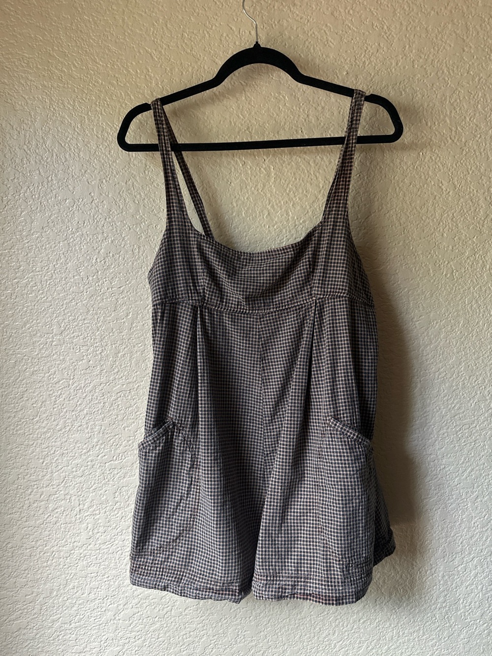 Free People Gingham Check Romper in Brown/Black